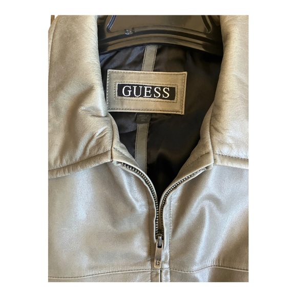 Guess Green Leather Zip Up Jacket Men Size XL - Picture 5 of 9